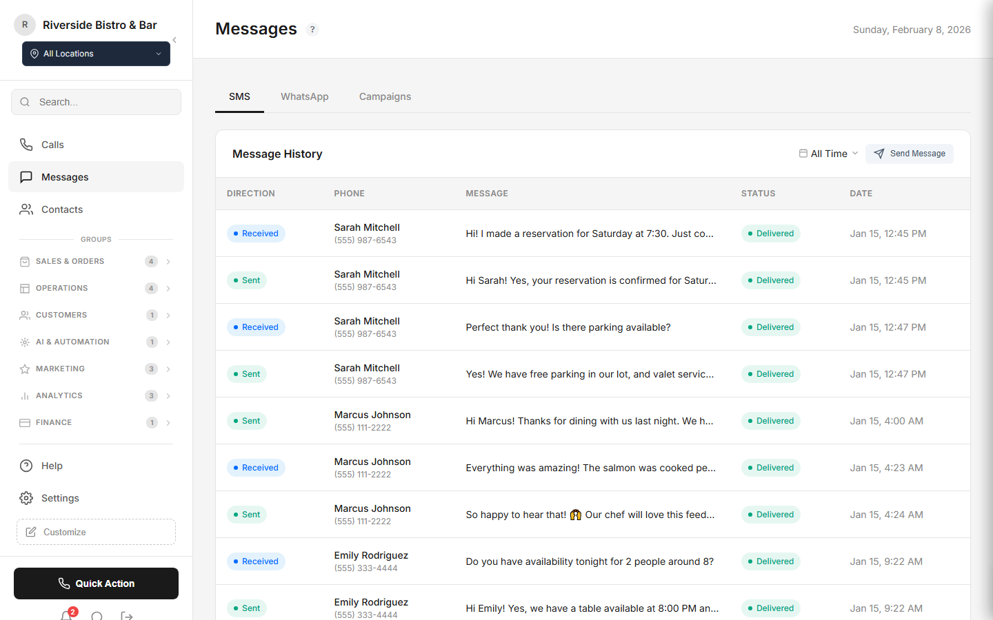 SMS Messaging - Two-way conversations, WhatsApp, campaigns
